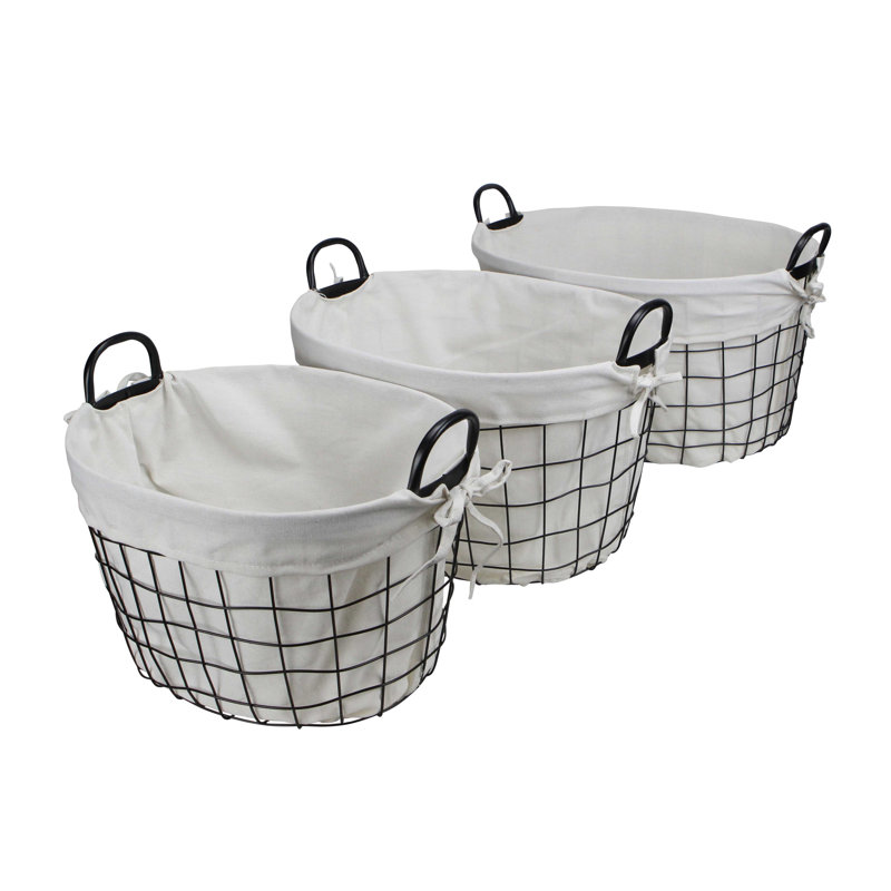 Gracie Oaks 3 Piece Metal Wire Basket Set Wayfair